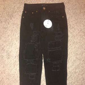 Black distressed jeans